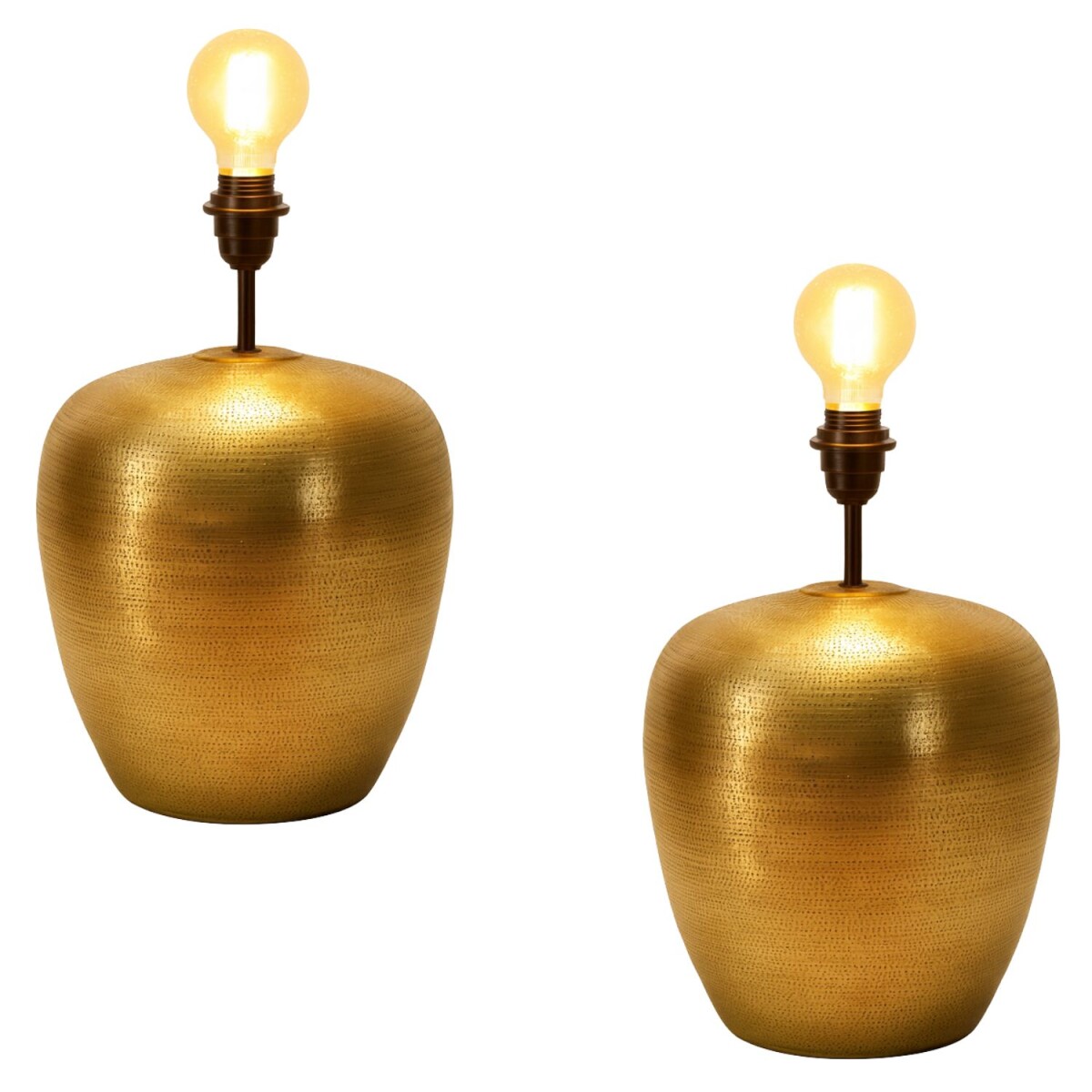 Set of 2 Camden Gold Table Lamp Bases, 39 cm, Boho-Style Met