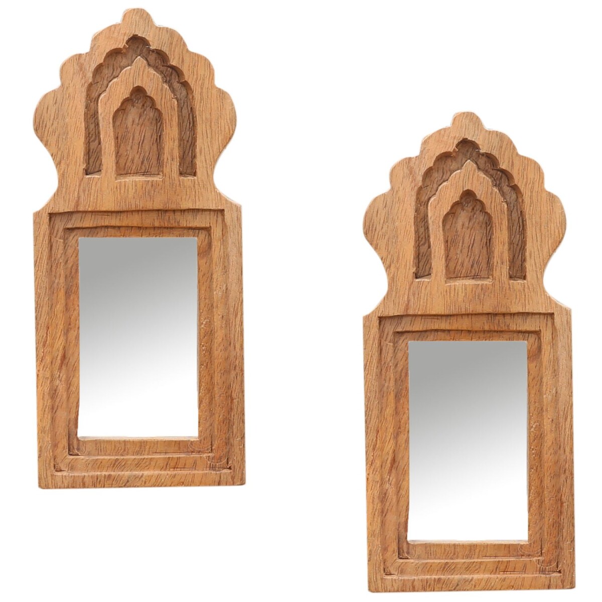 Set of 2 Mukana Natural Wall Mirrors, H 22 cm × W 10 c
