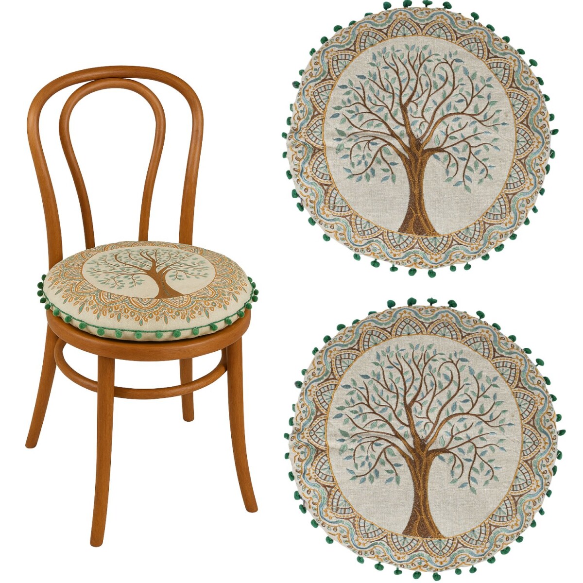 Set of 2 Round Chair Cushions, Guansha B box
