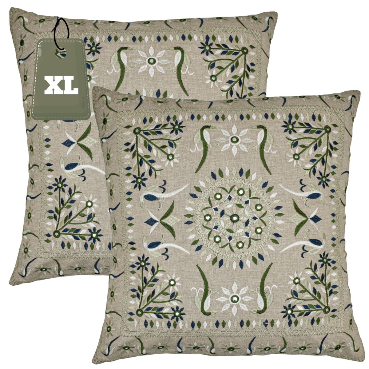 Set of 2 Handmade Pillowcases, Lodge Gre box