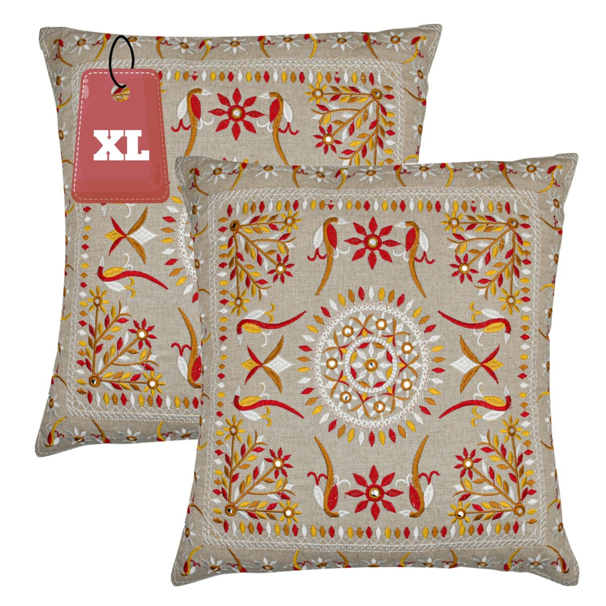 Set of 2 Handmade Pillowcases, Lodge Red box