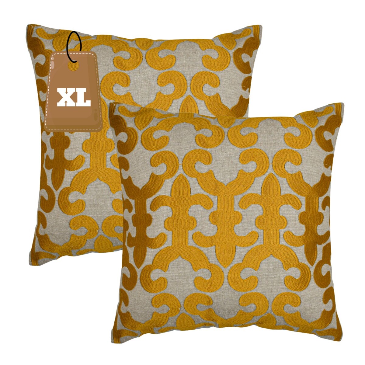 Set of 2 Handmade Kayon Gold Pillowcases, 50x50 cm | Boho De
