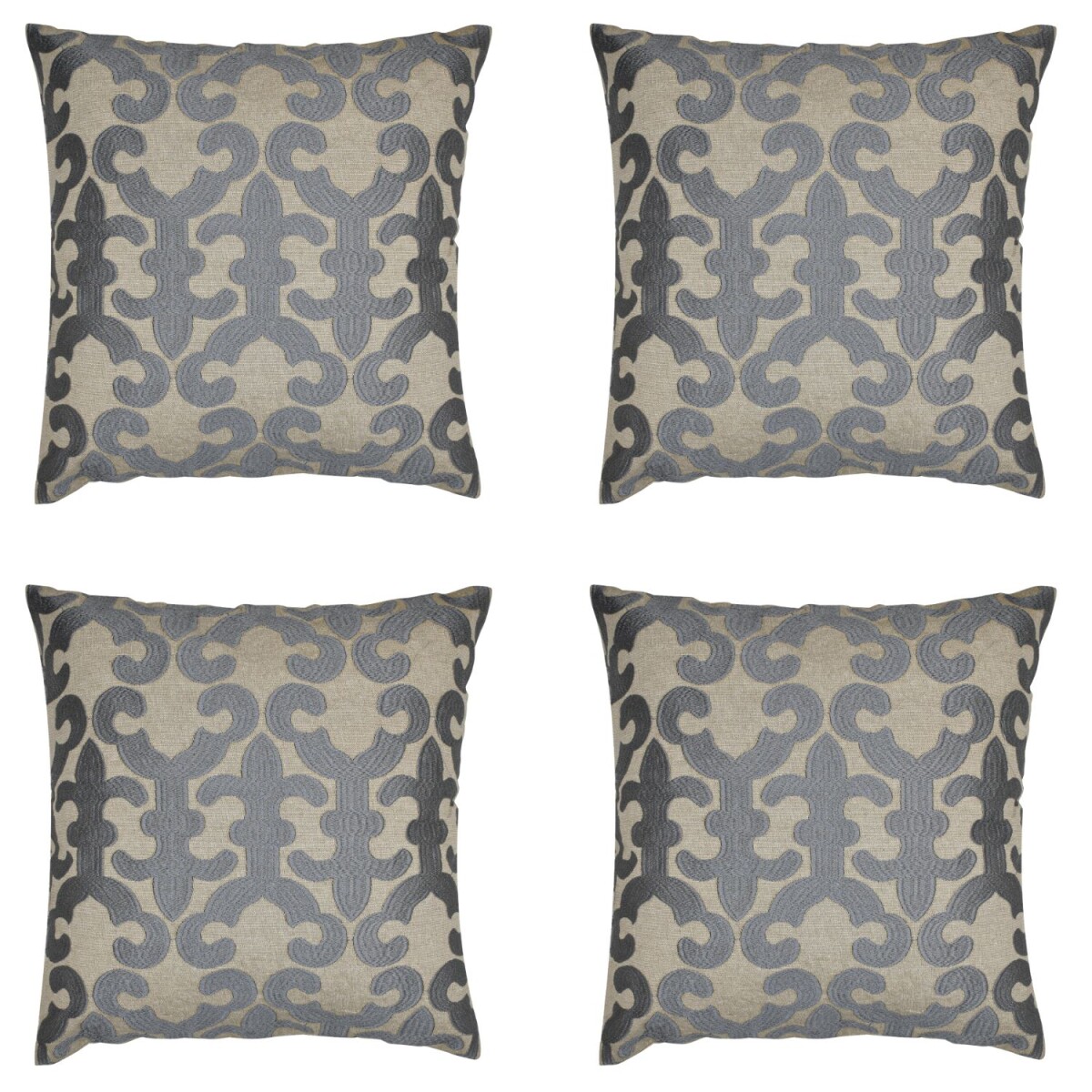 Set of 4 Handmade Kayon Pillowcases, Gray, 40x40 cm | Boho D