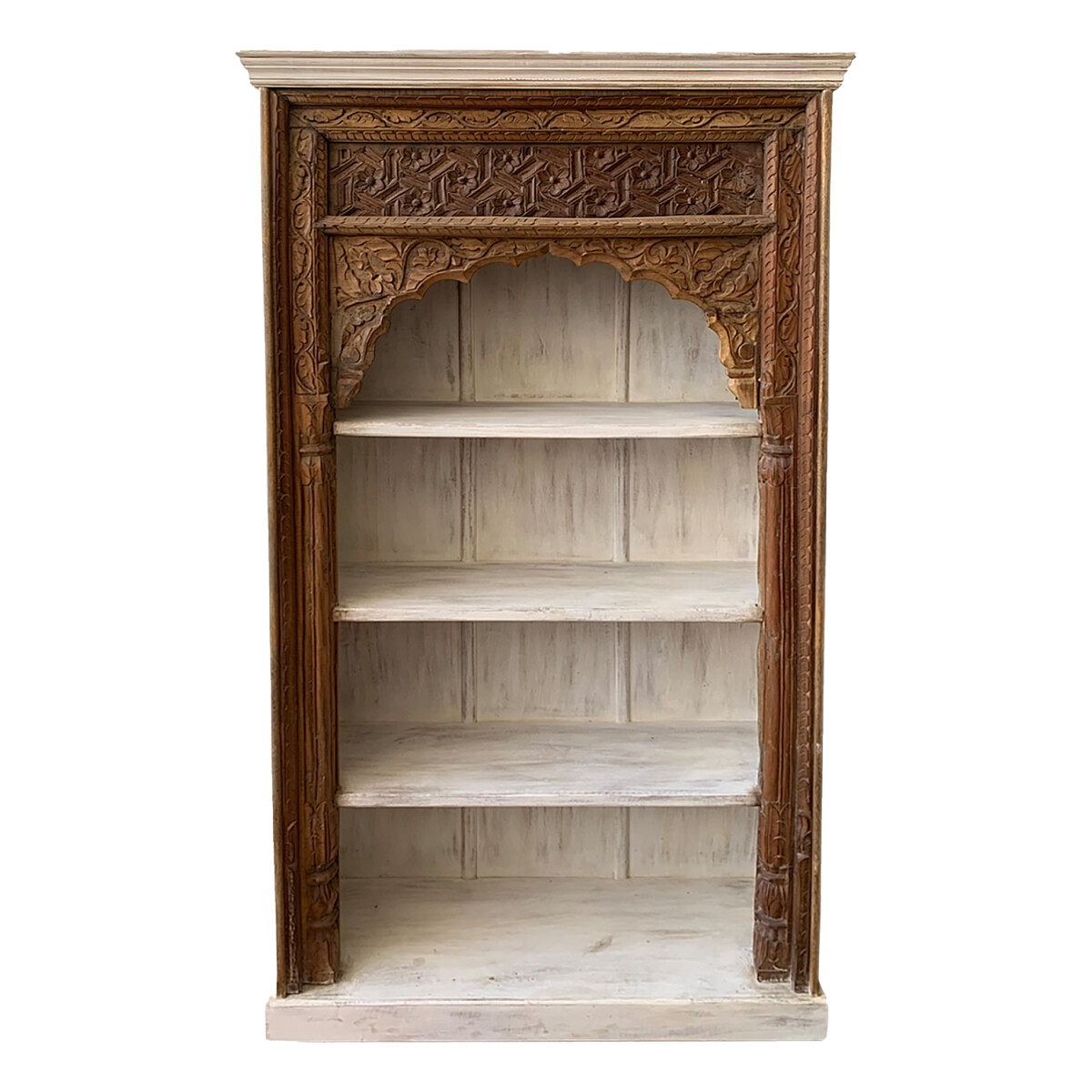 Oriental Vintage Bookshelf, Antique Solid Wood, Pattern 19, 