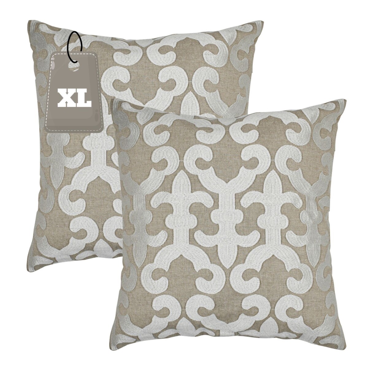 Set of 2 Handmade Kayon Pillowcases, White, 50x50cm | Boho D