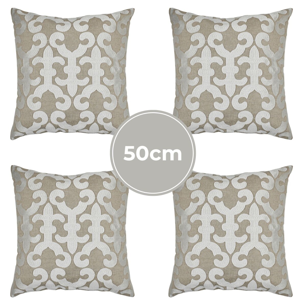 Set of 4 Handmade Kayon White Pillowcases, 50x50 cm | Boho D