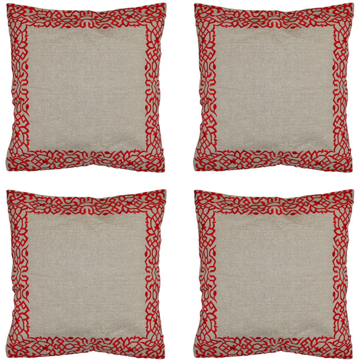 Set of 4 Handmade Frisia Red Pillowcases box