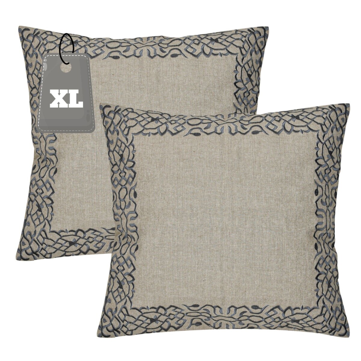Set of 2 Handmade Frisia Gray Pillowcases, 50x50 cm | Boho D