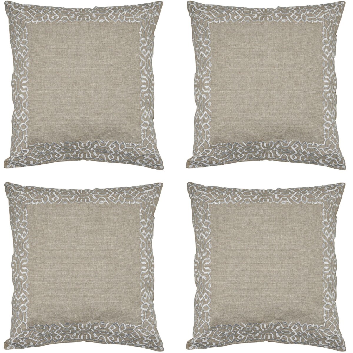 Set of 4 Handmade Frisia White Pillowcases, 40x40 cm | Boho 