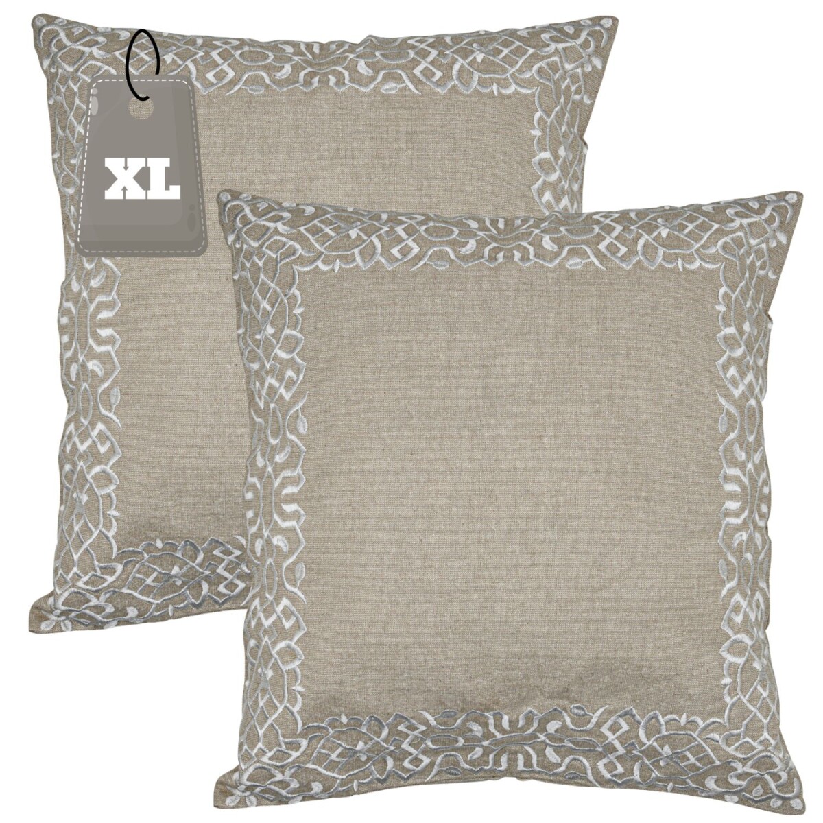Set of 2 Handmade Frisia White Pillowcases, 50x50 cm | Boho 