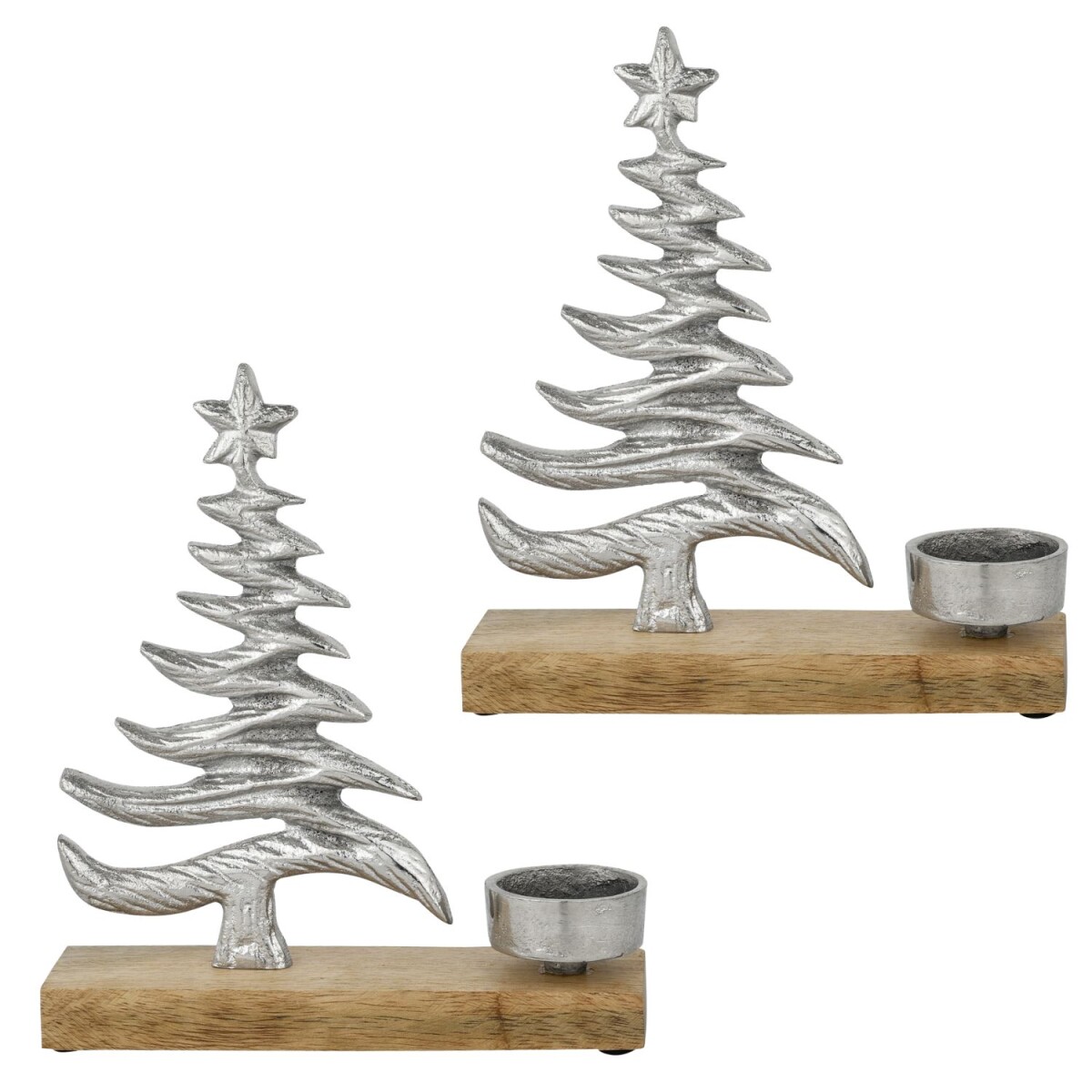Xmas 2 Silver Tealight Holders, Set of 2 box