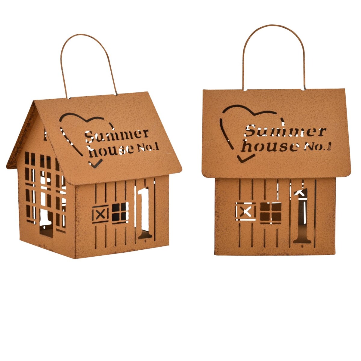 Set of 2 row of houses tea light holders box