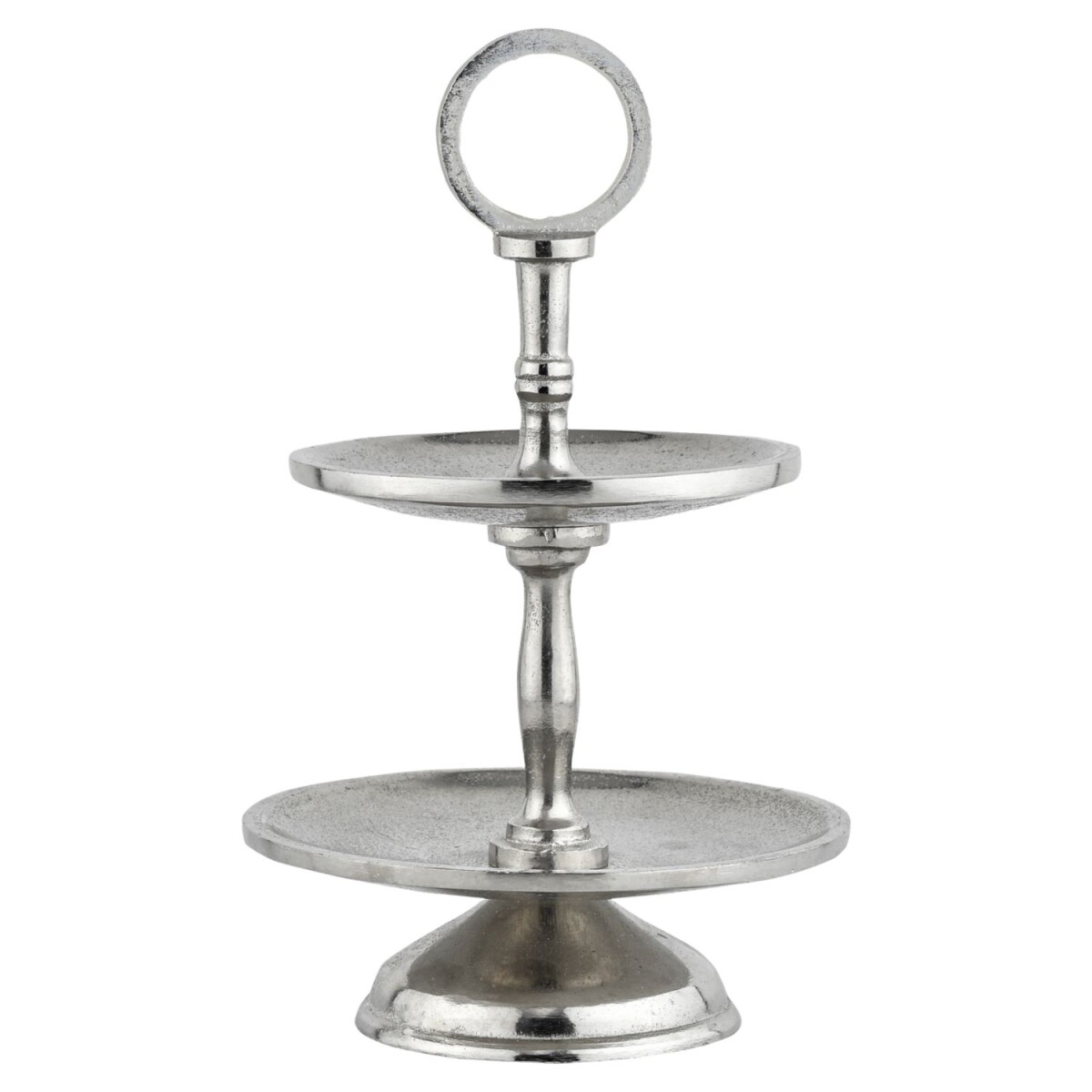 Annika 26 cm Aluminum Silver 2-Tier Etagere, Handcrafted