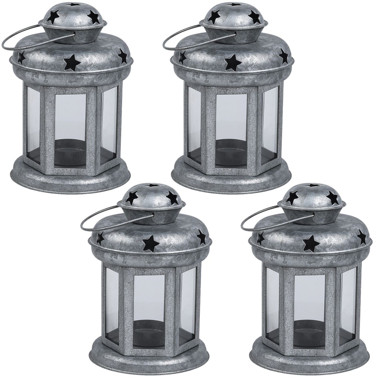Set of 4 Eolea Galvanized Lanterns, 15 c box
