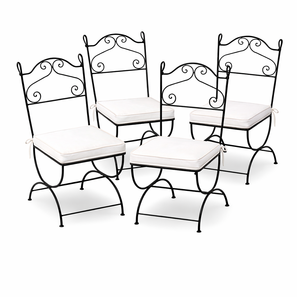 Set of 4 Malaga Iron Chairs, Handcrafted | Mediterranean Gar