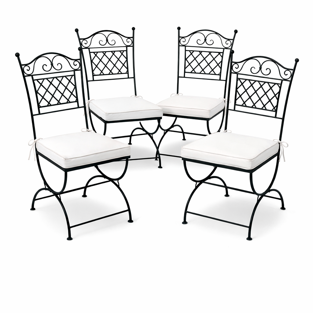 Set of 4 Caravaca Iron Chairs, Handcrafted | Mediterranean G