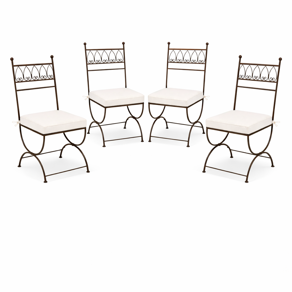 Set of 4 Merida Iron Chairs: Handcrafted Mediterranean-Style