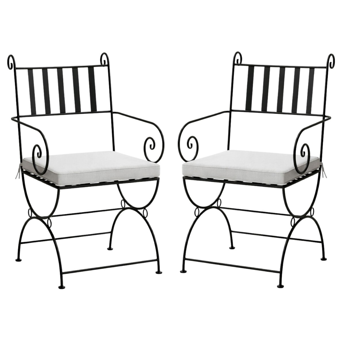 Set of 2 Alcoy Iron Chairs: Handcrafted Mediterranean-Style 