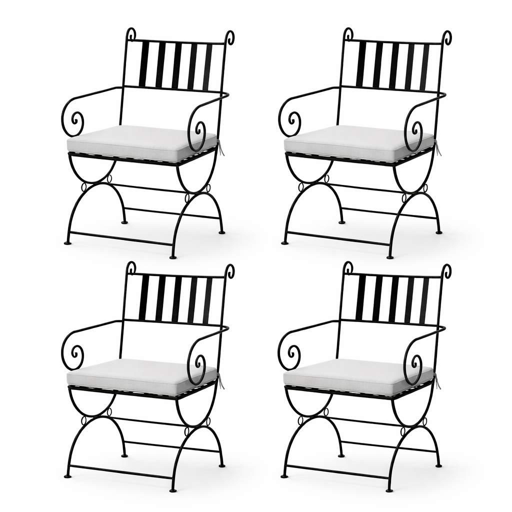 Set of 4 Alcoy Iron Chairs: Handcrafted Mediterranean-Style 