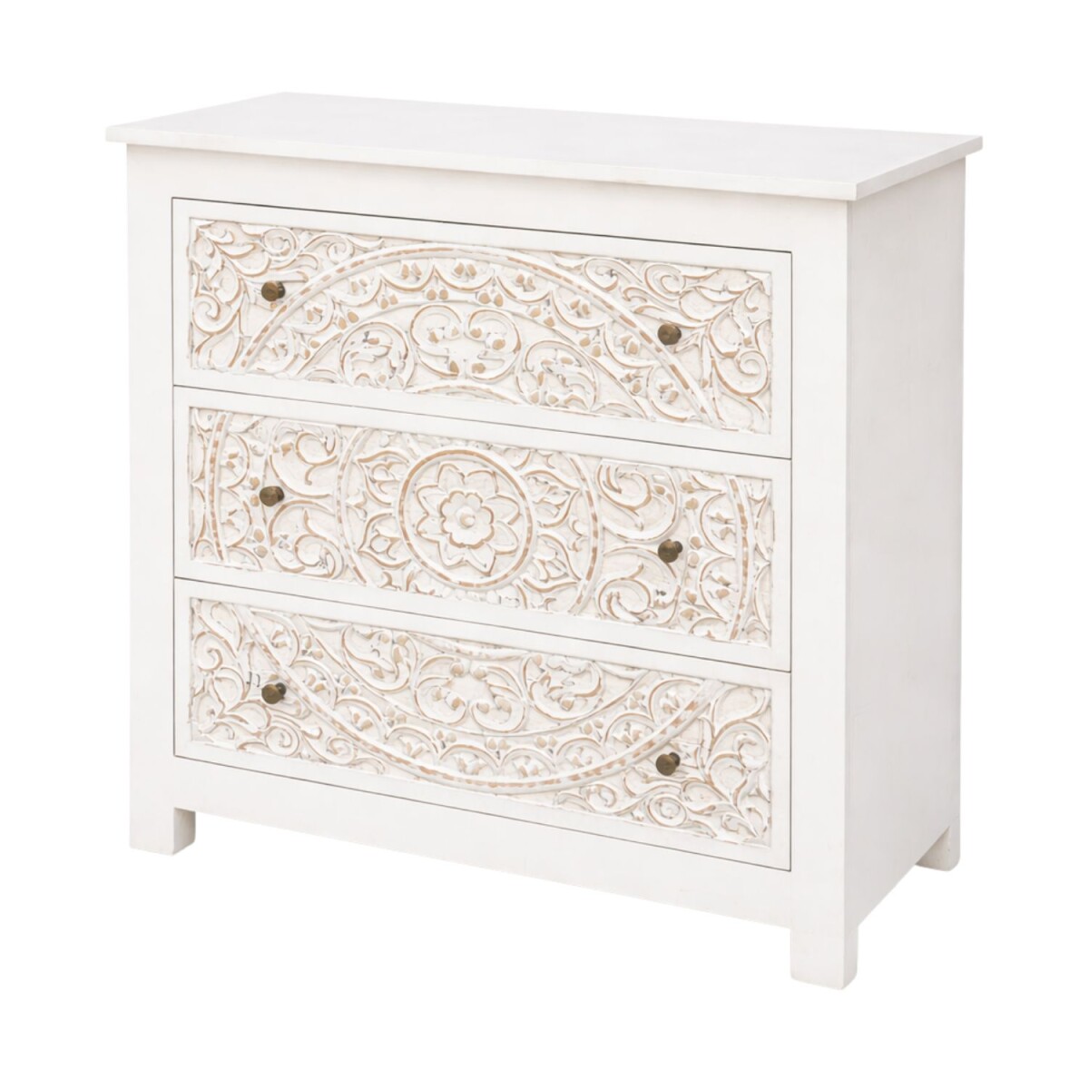 Saguna Solid Wood Hand-Carved Boho Vintage Chest of Drawers,