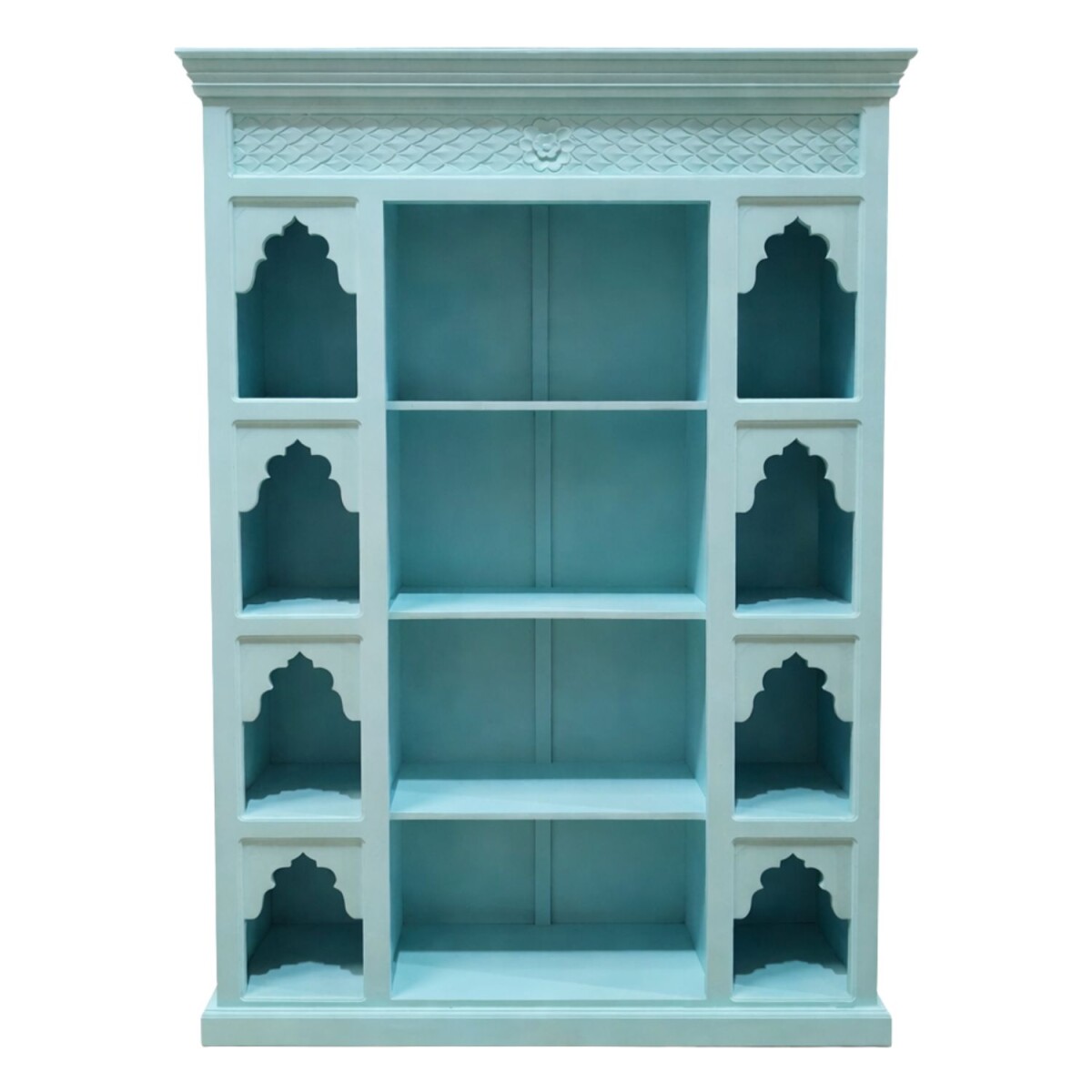 Navjit Solid Wood Oriental Handcrafted Bookshelf, 210 cm