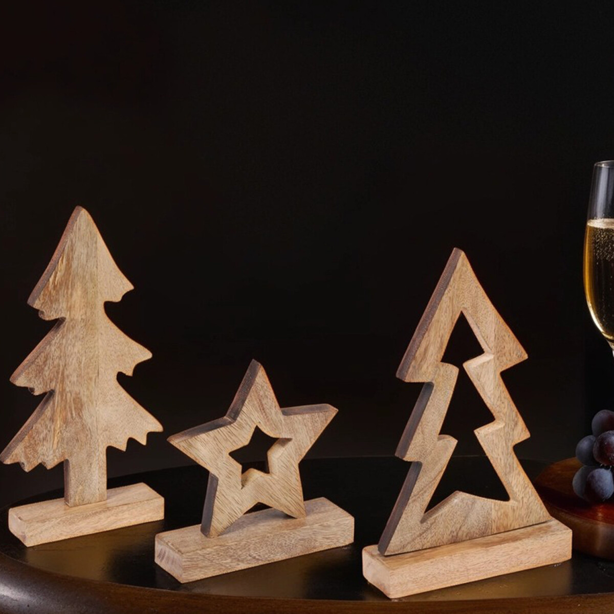 Set of 3 Wooden Christmas Tree Ornaments