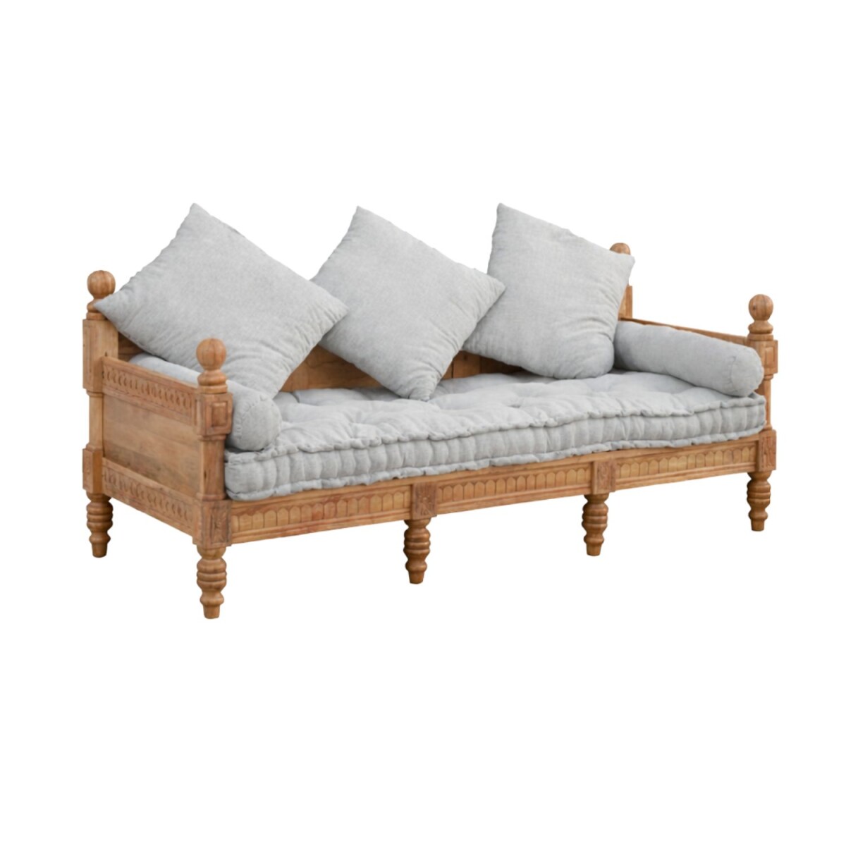 Bunta Brown Solid Wood Sofa | Handcrafted & Sustainable 