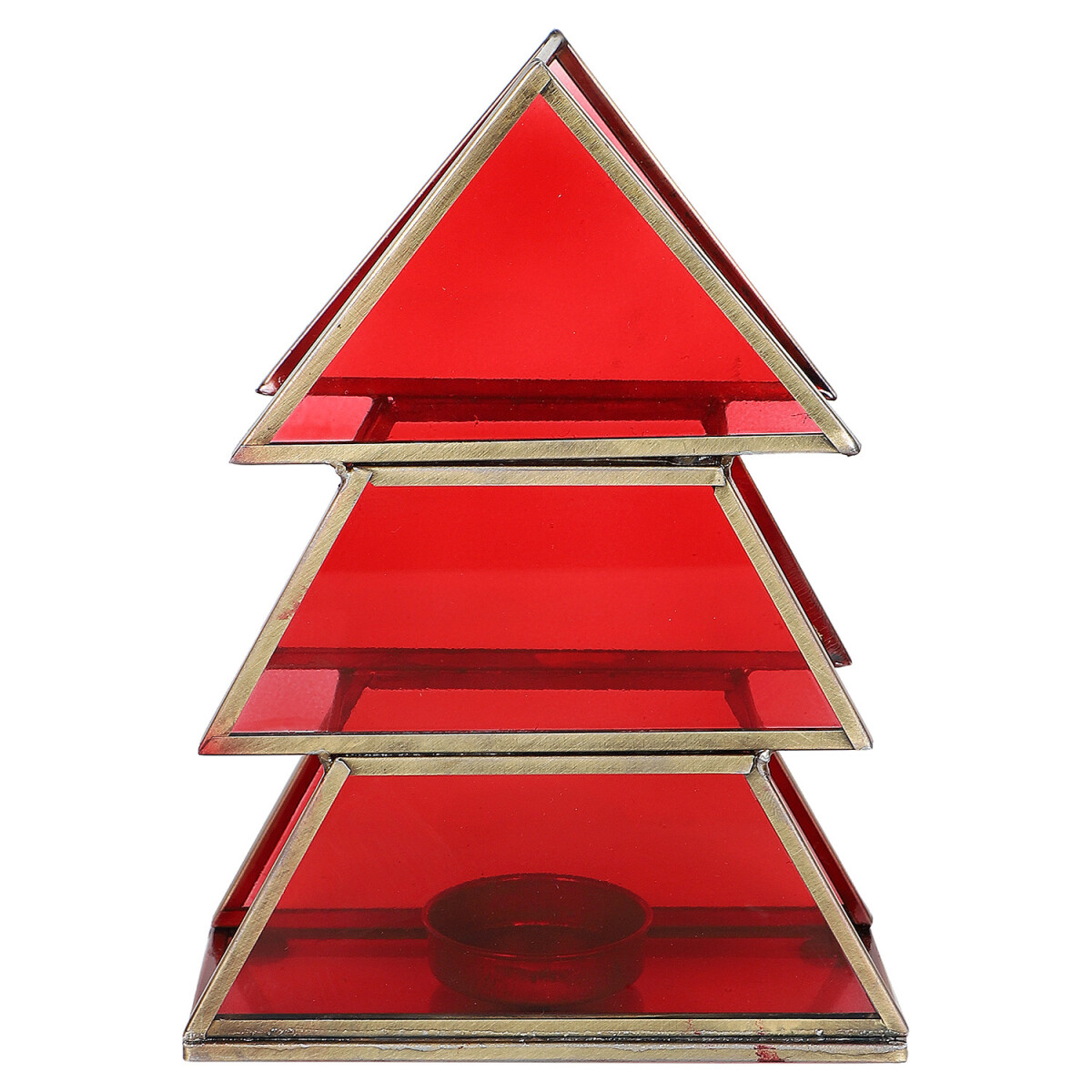 17 cm Red Glass Christmas Tree Tealight Holder as Christmas 