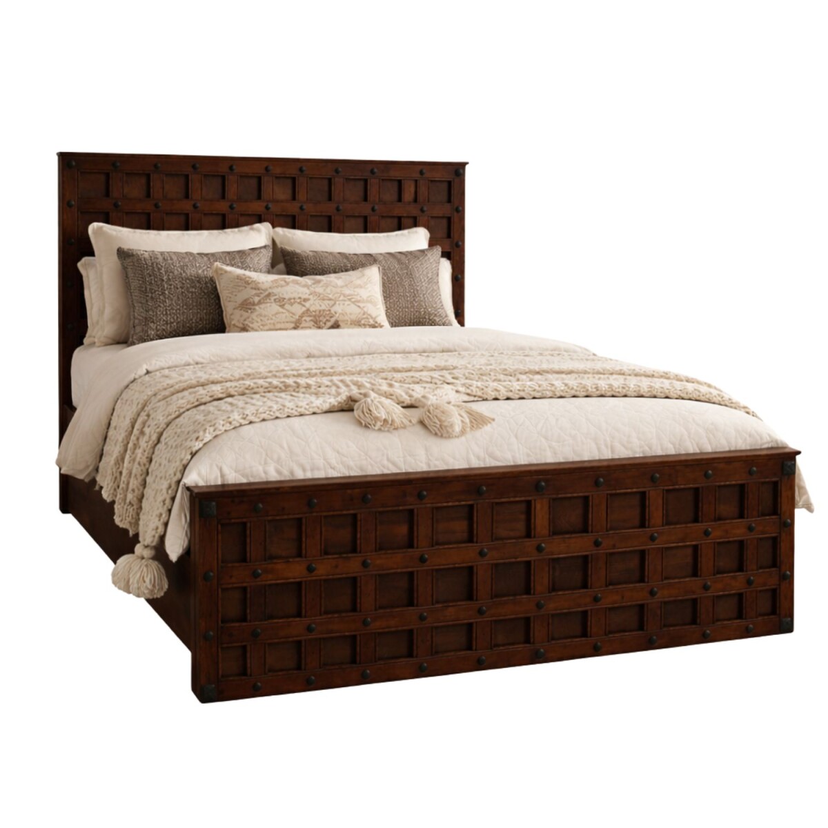 Lapaz Solid Wood Double Bed, Dark Brown, 180x200 cm, Orienta