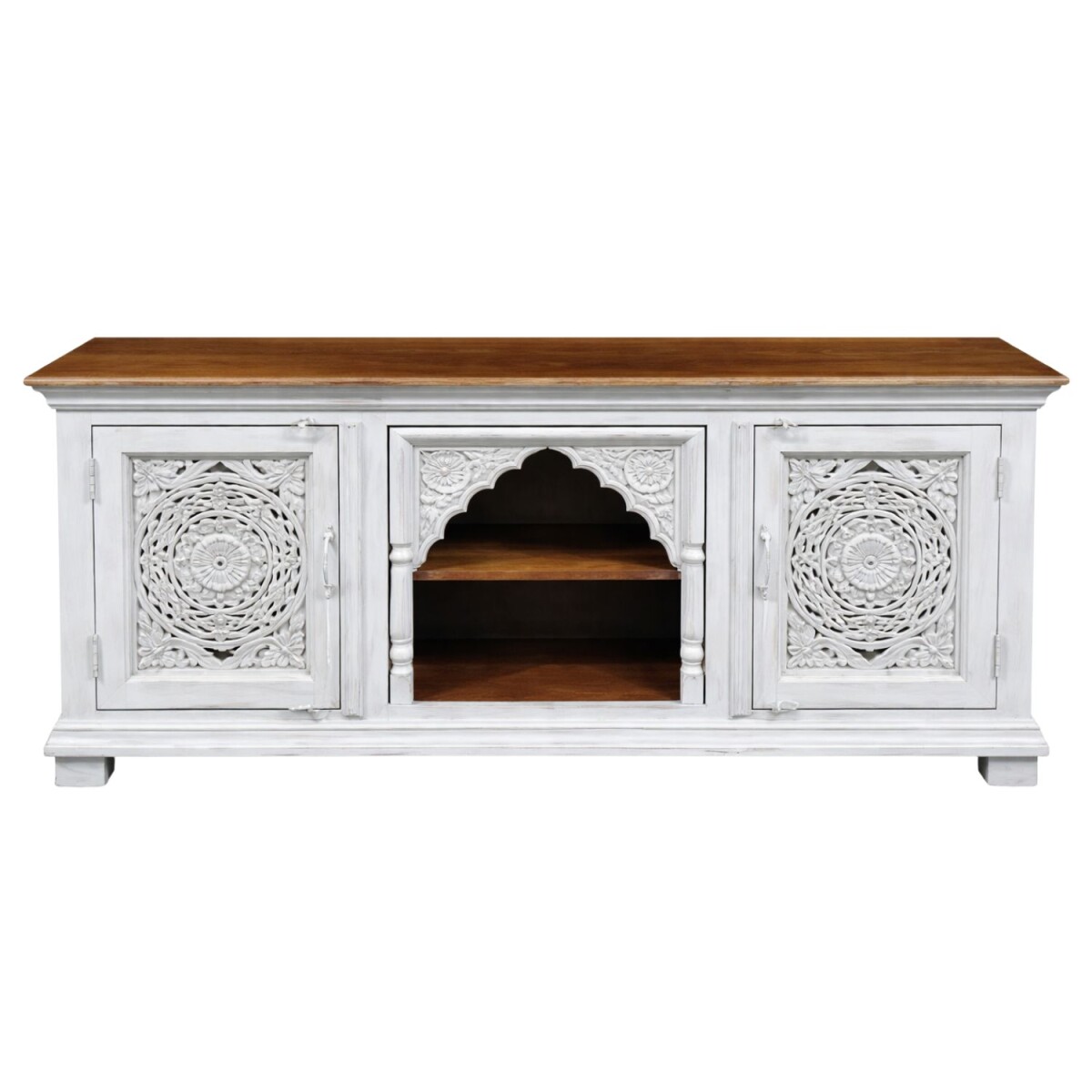Rashpal 160 cm Solid Wood Boho Oriental Lowboard