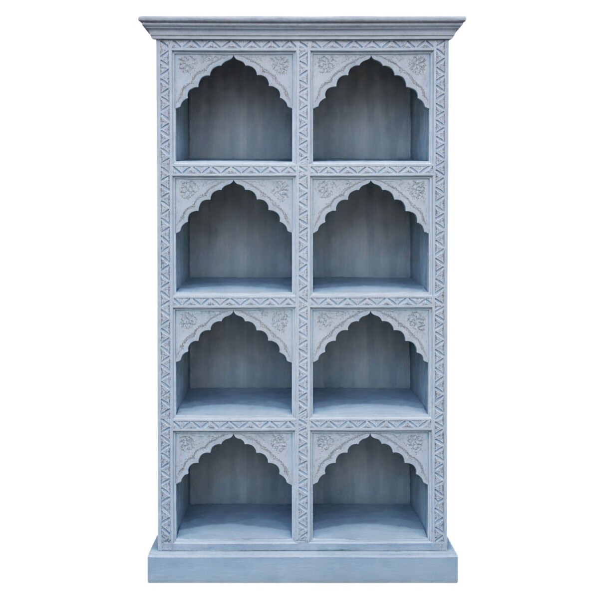 Fawad Blue 180 cm Solid Wood Boho Bookshelf
