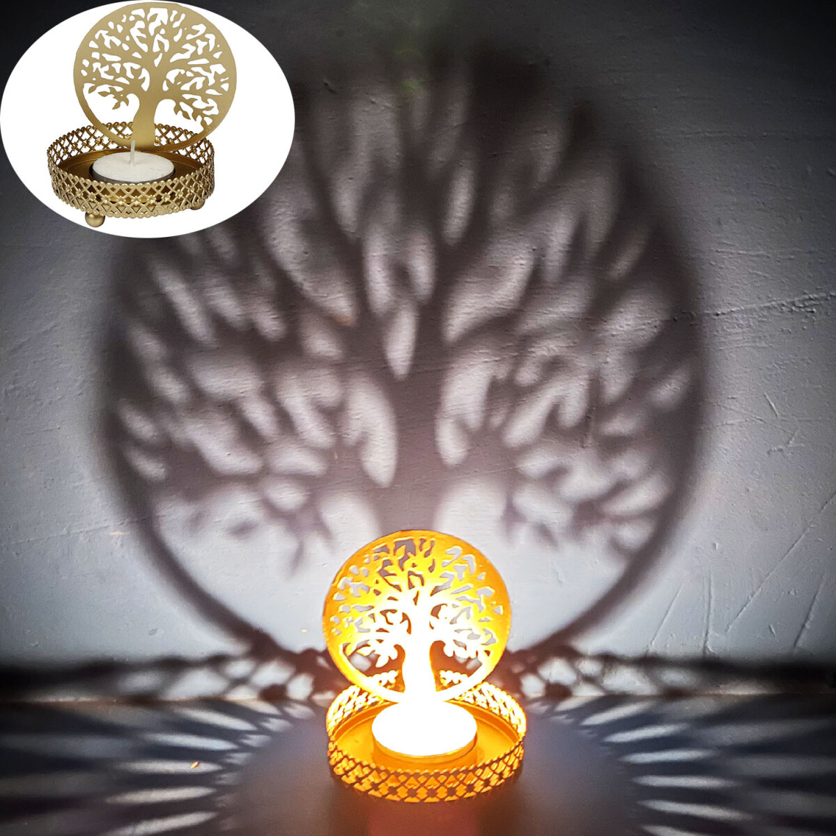 Dentro 8cm Gold Metal Tealight Holder: T box