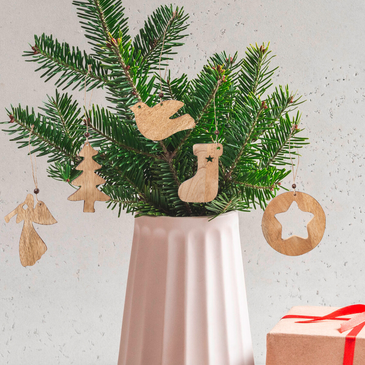 Set of 5 Wooden Christmas Ornaments