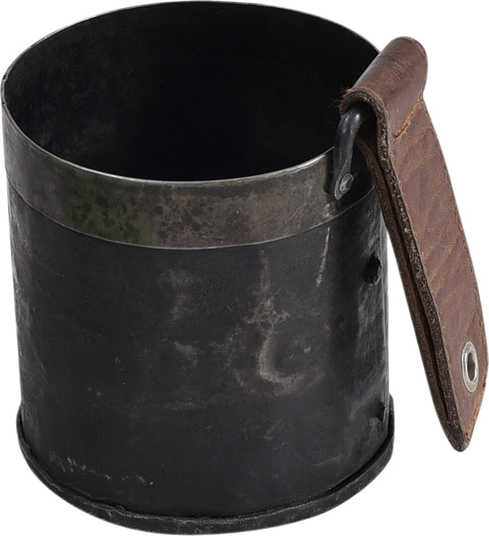 Kayser metal container with leather strap