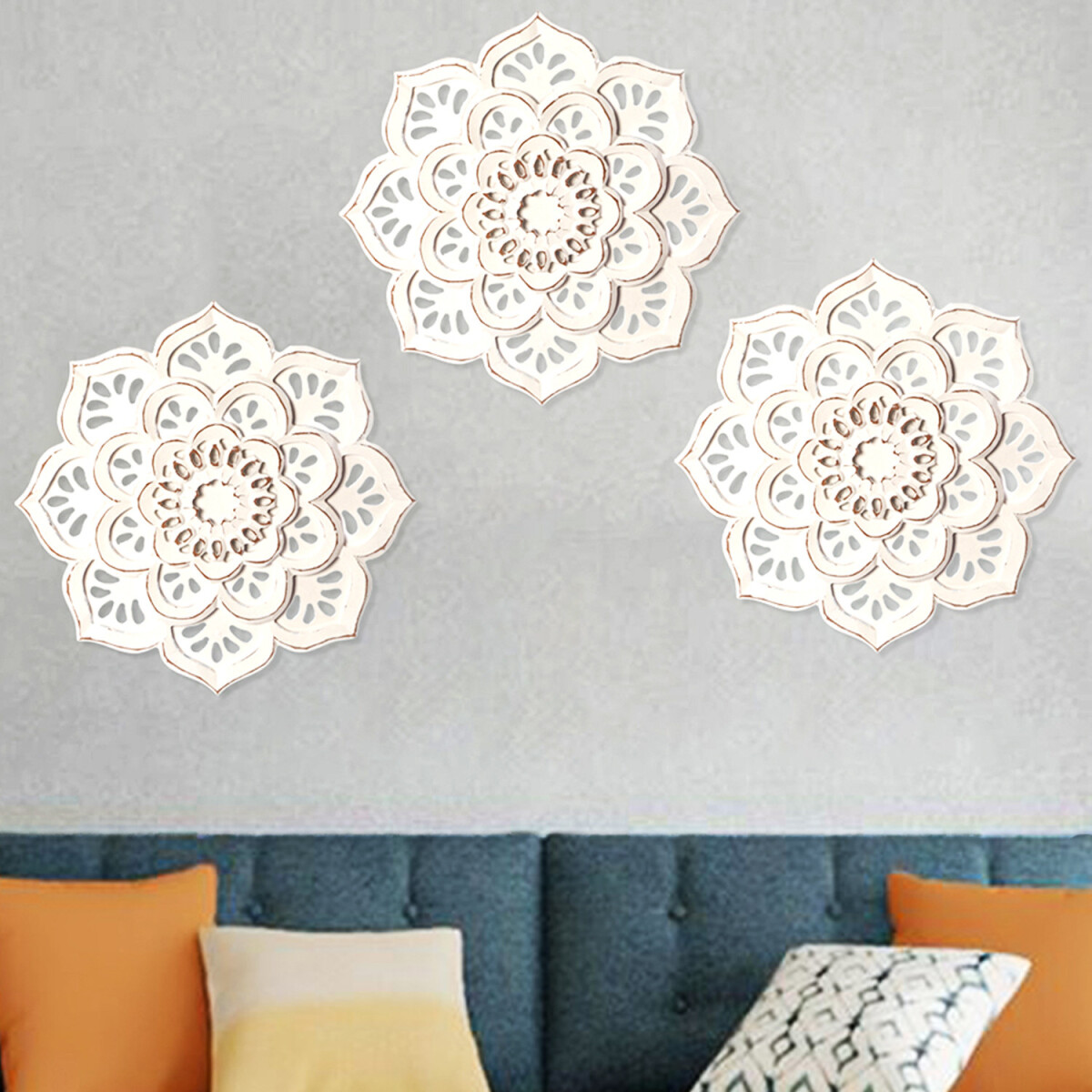 Set of 3 Vintage Wooden Wall Decor Pieces "Amila"