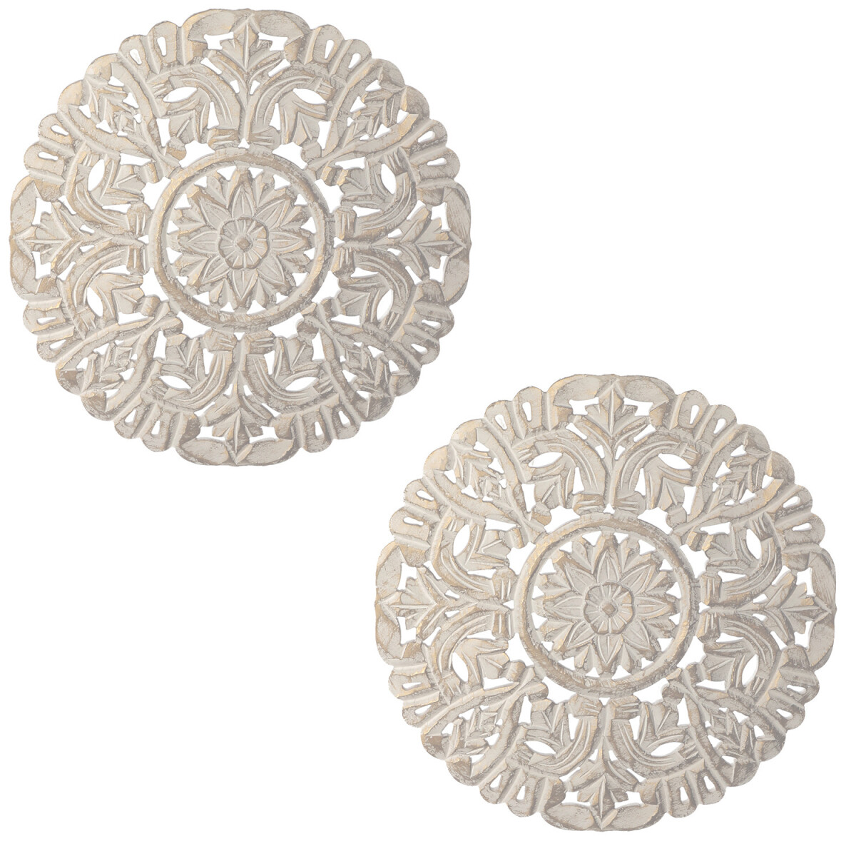 Set of 2 Vintage Wooden Wall Decor Pieces, Abasin White Anti