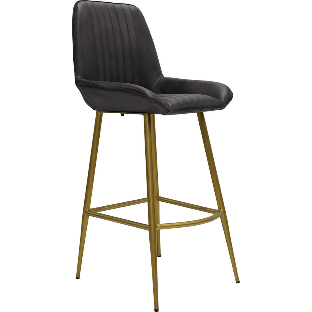Comfort Leather Bar Stool - Matte Black