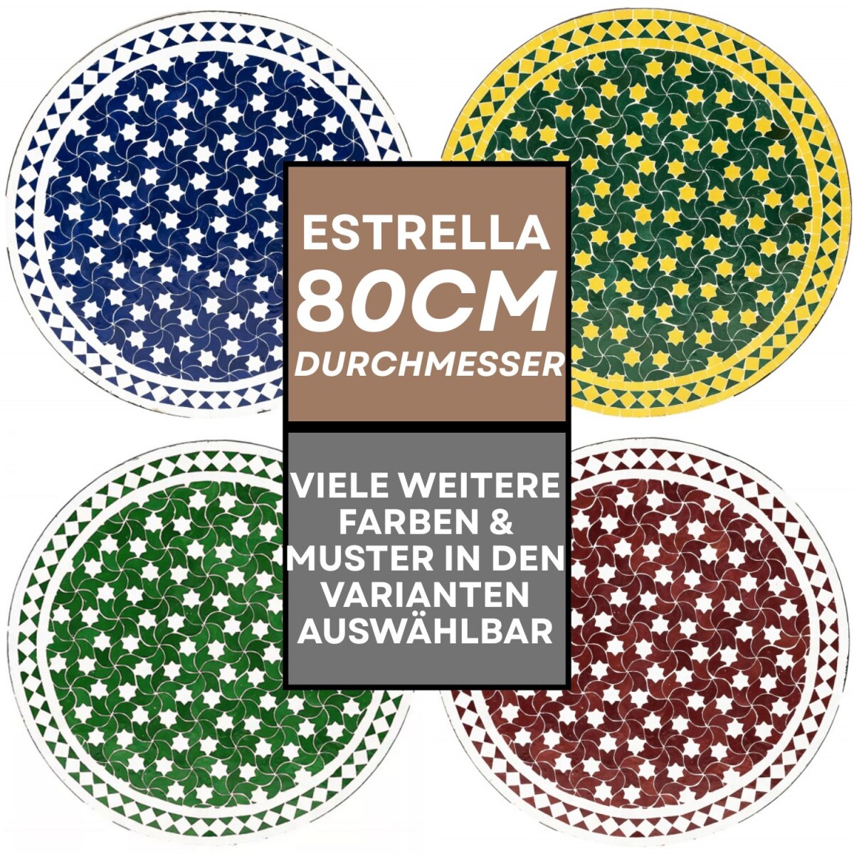 Moroccan Mosaic Table Estrella 80 cm | Handcrafted