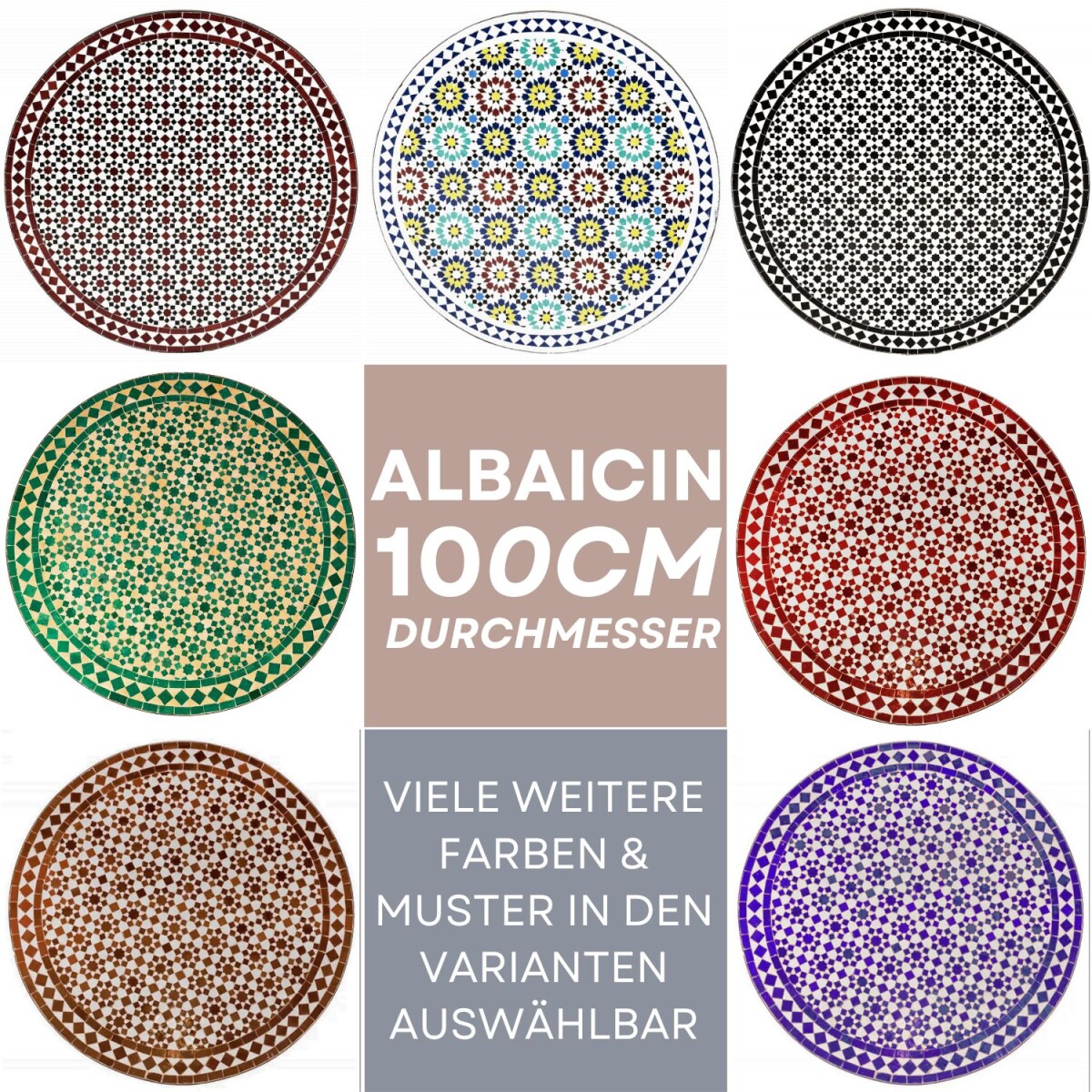 Moroccan Mosaic Table Albaicin 100 cm | Handcrafted