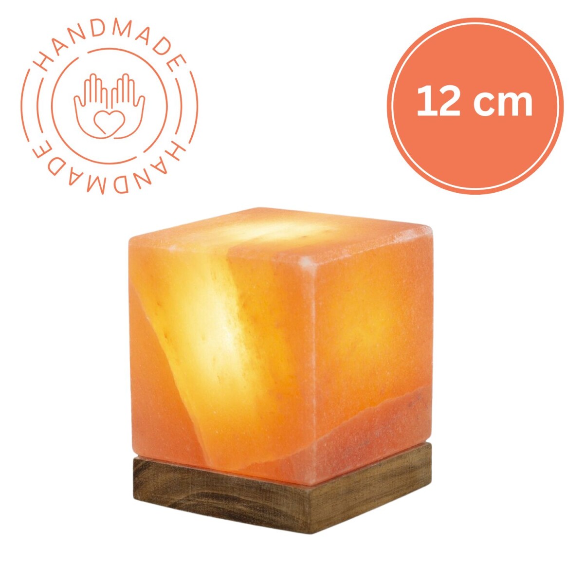 Illuminated Salt Crystal Cube, 12 cm, Natural Design