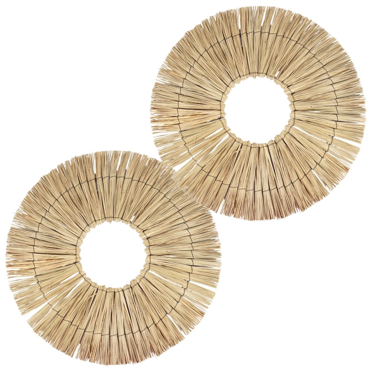 Wanddeko Boho Rattan 2er Set | Runde Natur Wanddekoration 58