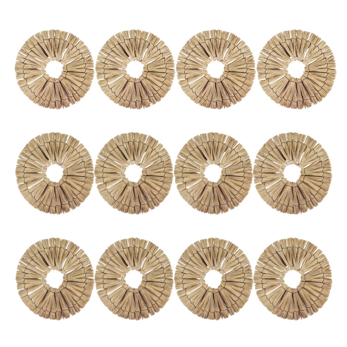 Boho Rattan Wall Decor, Set of 12 | Round Natural Wall Decor