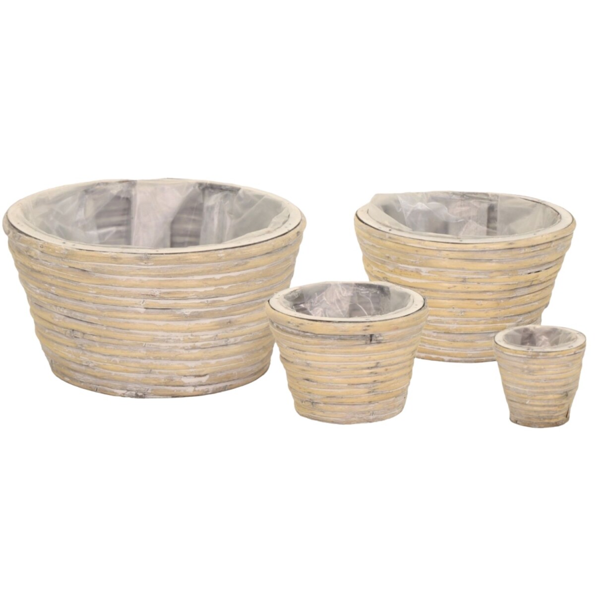 Gray Rattan Flower Pot | Set of 4 Plante box