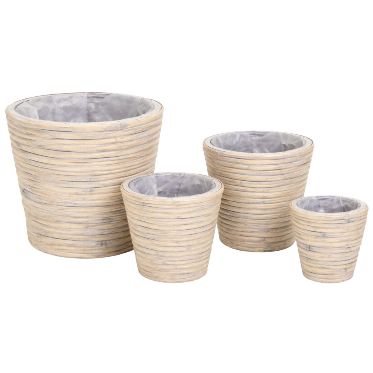 Gray Rattan Flower Pot | Set of 4 Planters, 27 cm