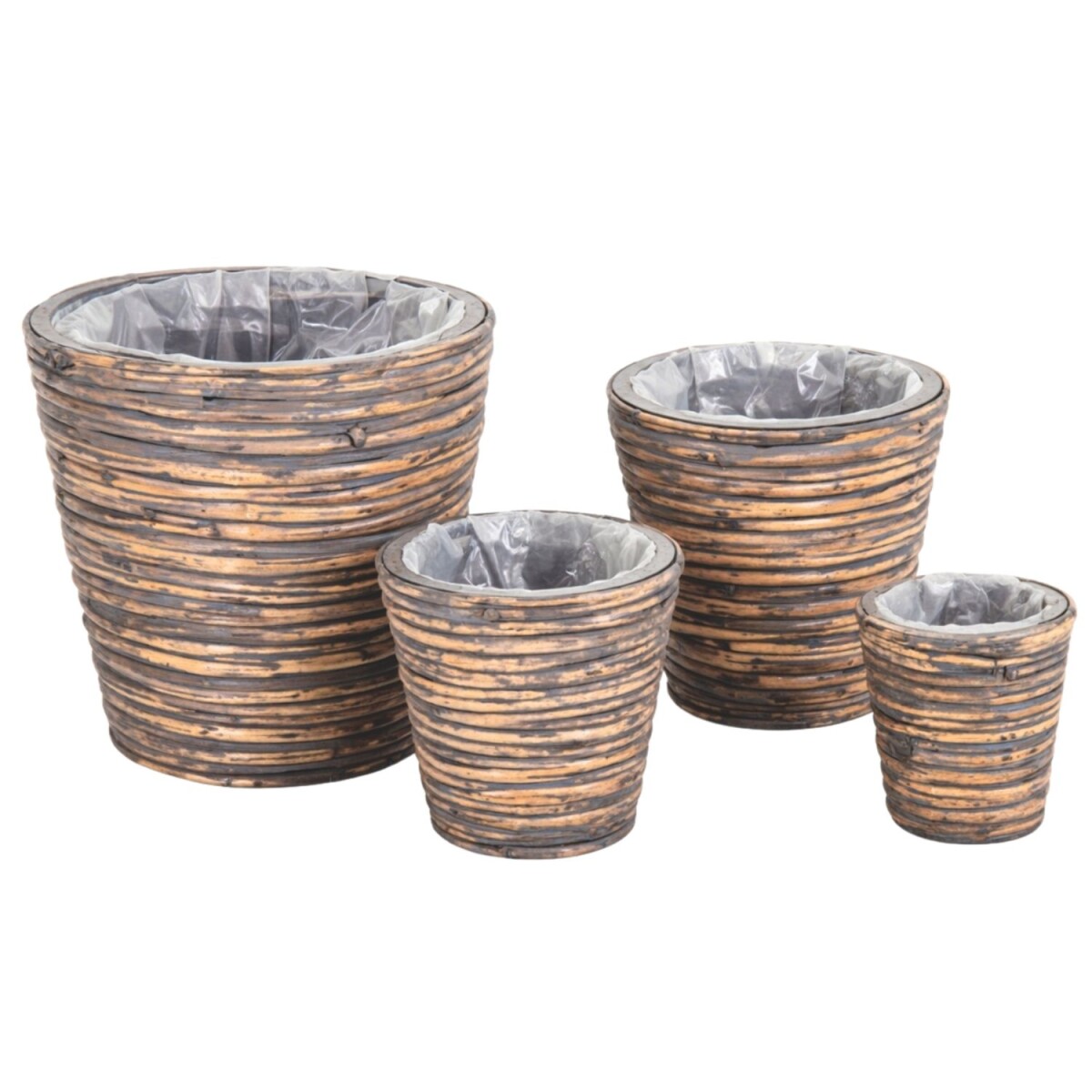 Brown Rattan Flower Pot | Set of 4 Plant box