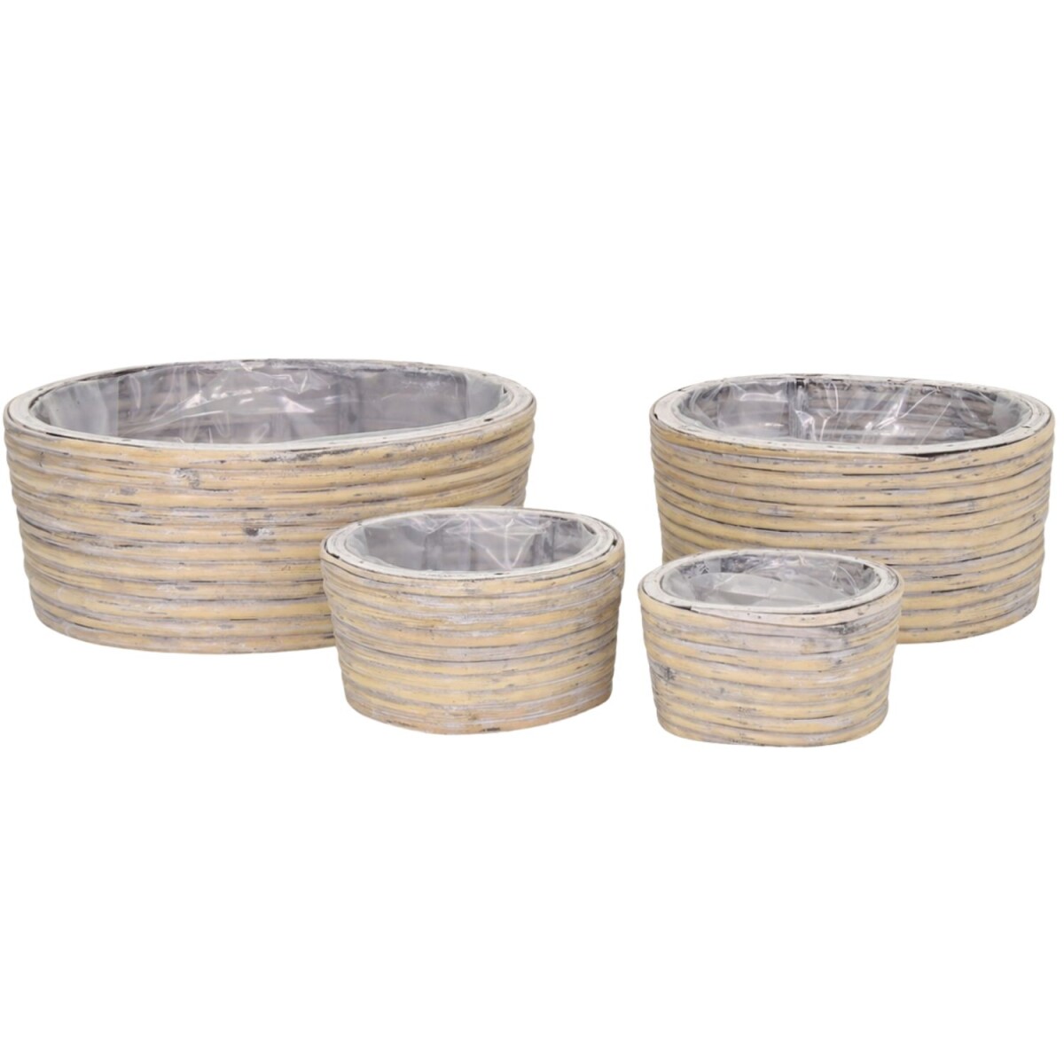 Oval Rattan Flower Pot, Gray | Set of 4  box