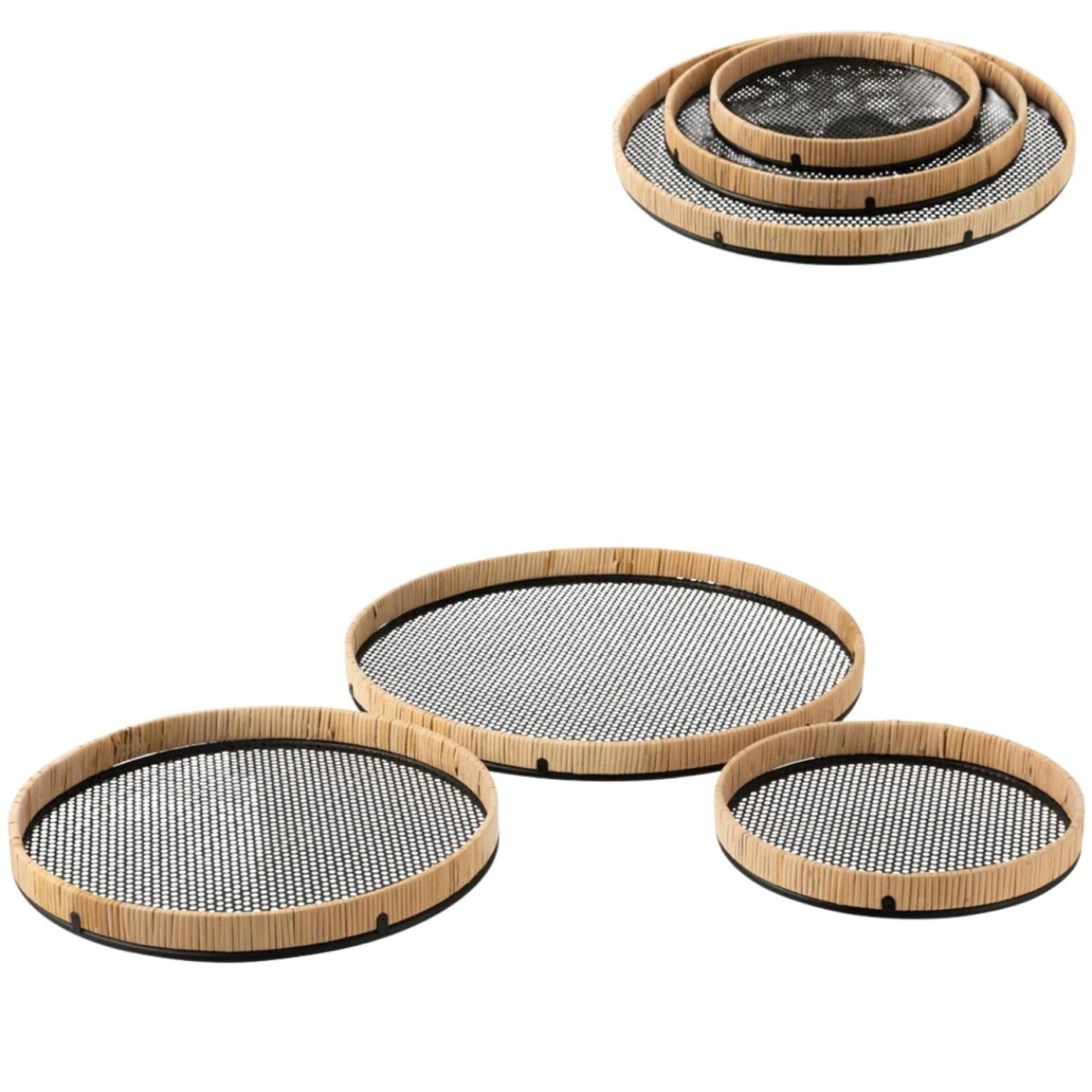Rattan & Metal Tray, 50 cm | Set of  box