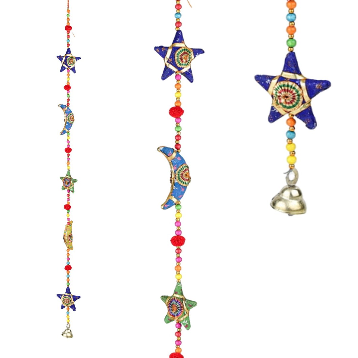 Boho Decorative Hanging Ornament: Star and Moon, Handmade fr