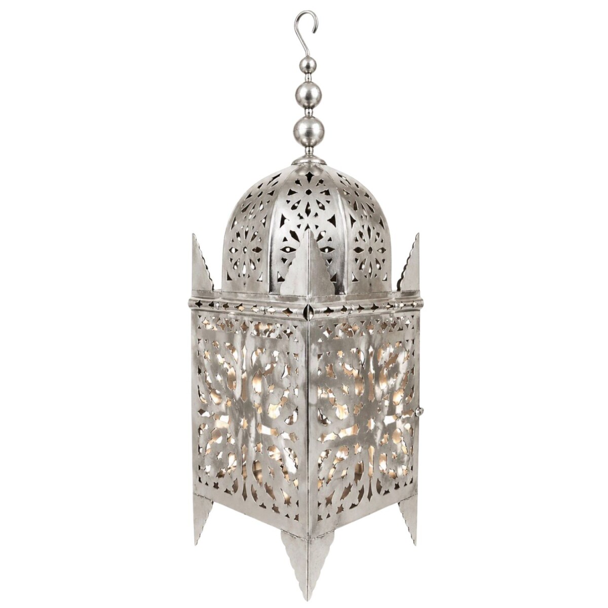 Moroccan Lantern Frane Silver 100 cm Metal Marrakesh Handcra