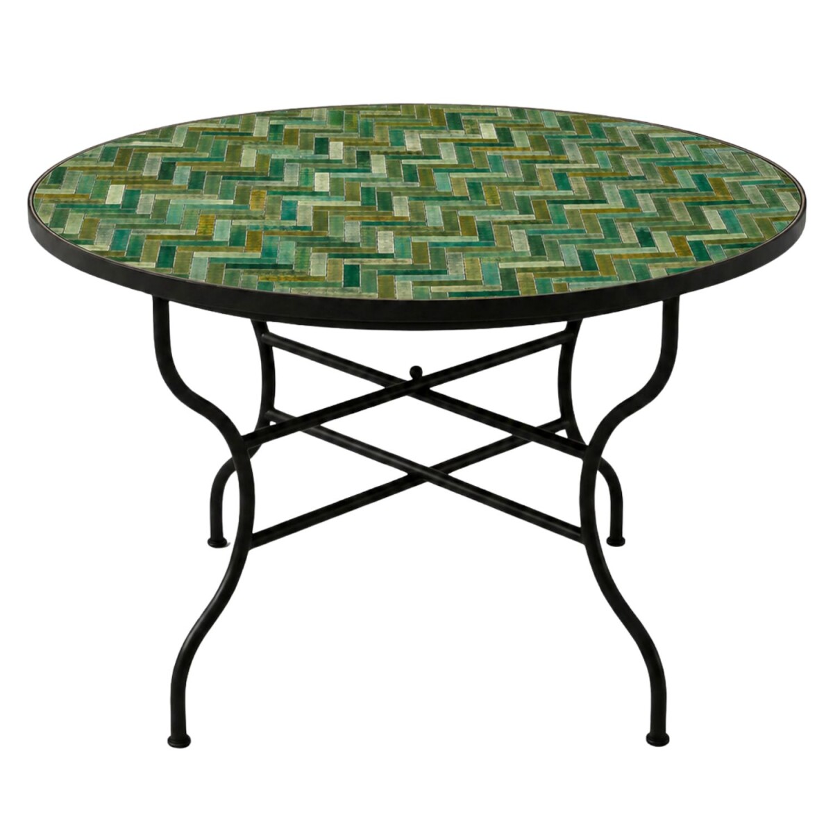 Gordes Green Mosaic Table, Ø120 c box
